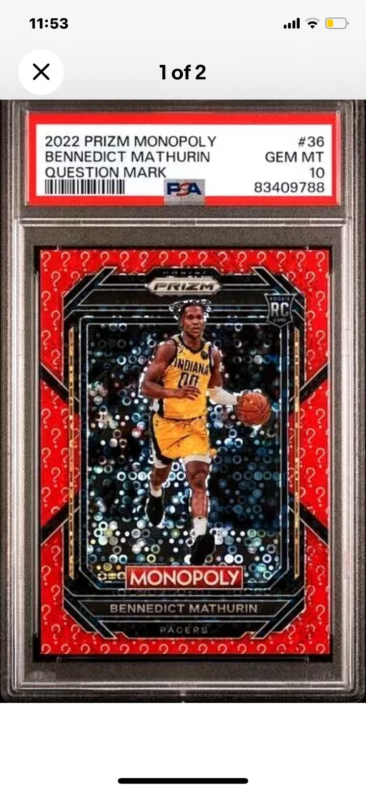 週間売れ筋 2022 Prizm Monopoly Bennedict Mathurin #36 Question Mark その他