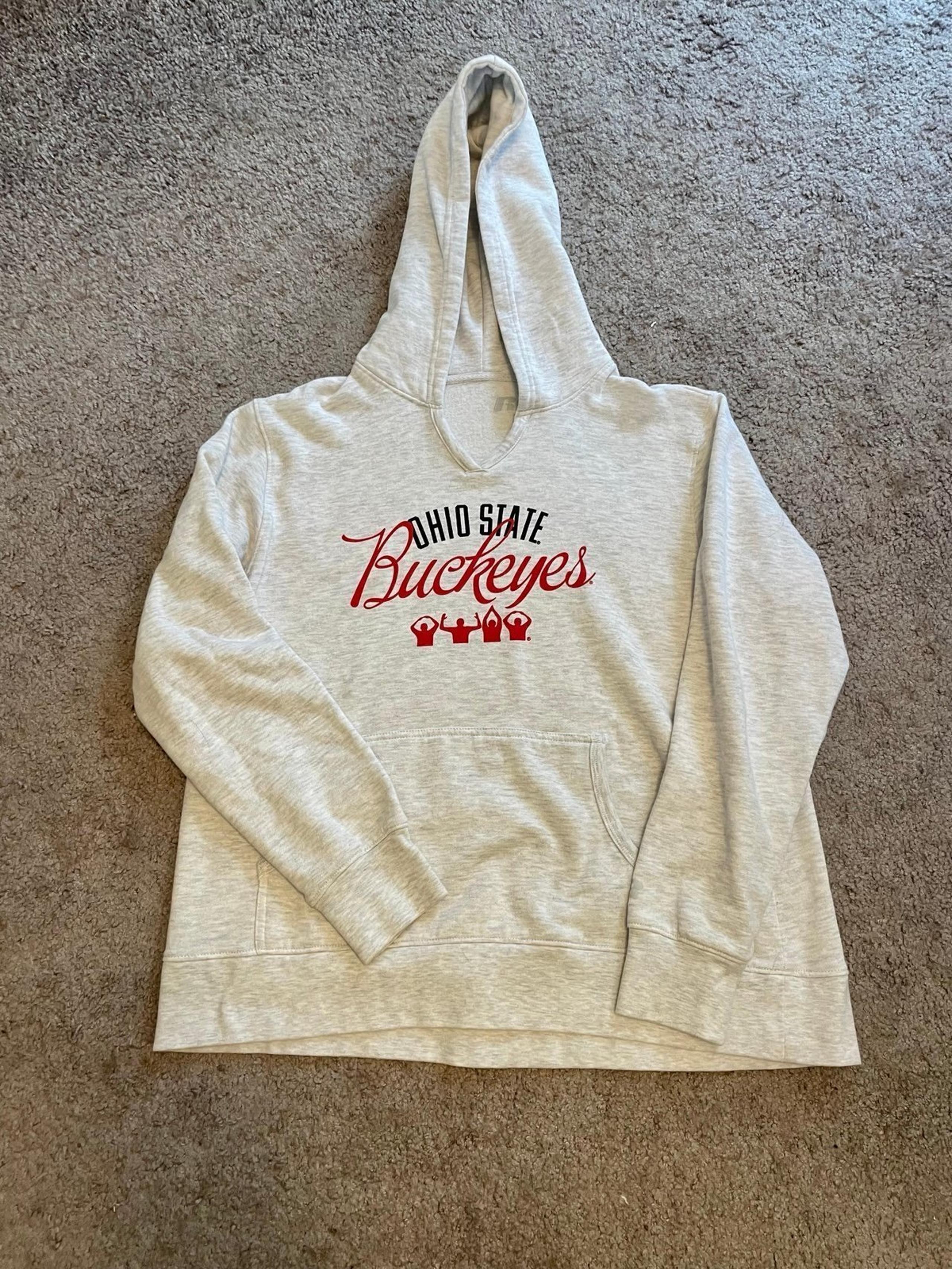 Ohio State Buckeyes Gray V-Neck Hoodie Super Soft Women’s Size XL