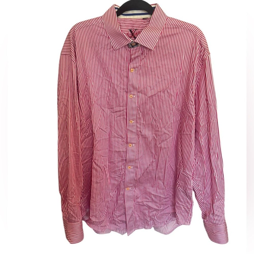 Robert Graham Pink Stripe Long Sleeve Button Down Shirt - Size 2XL