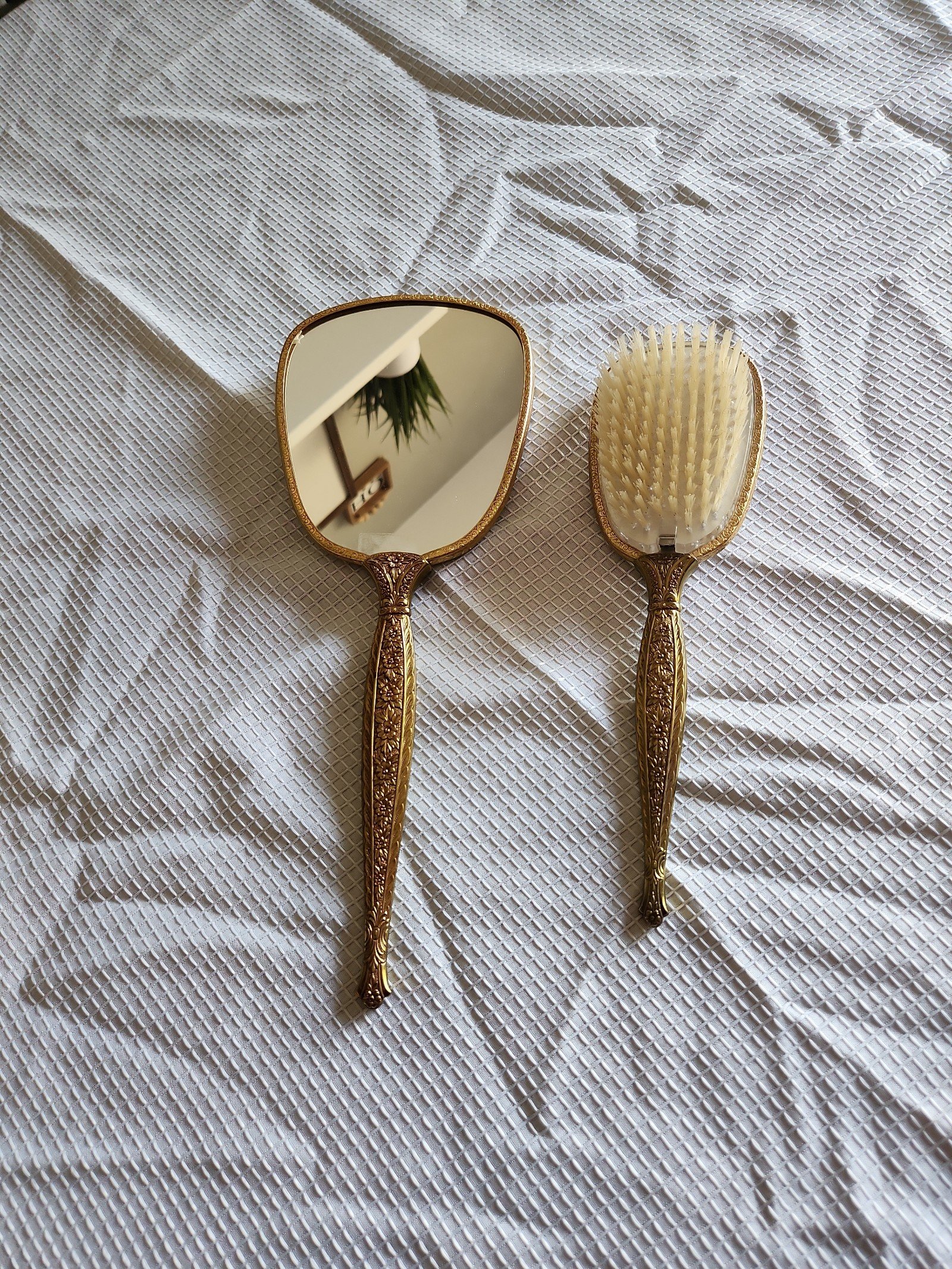 Vintage brush and mirror set