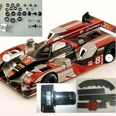 Rare Tomy AFX Audi R18 #8 Mega G+ HO Slot Car + Lap Counter, Track & Car Parts