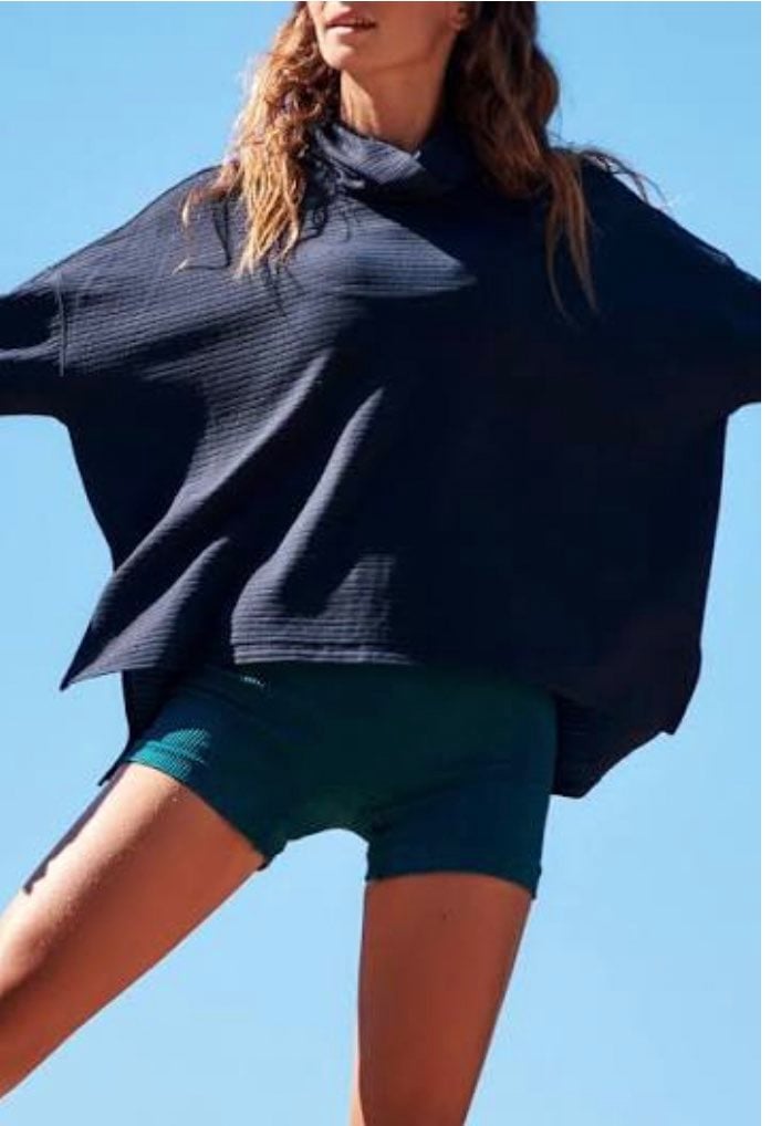 Free People Turtleneck Navy Loose Top
