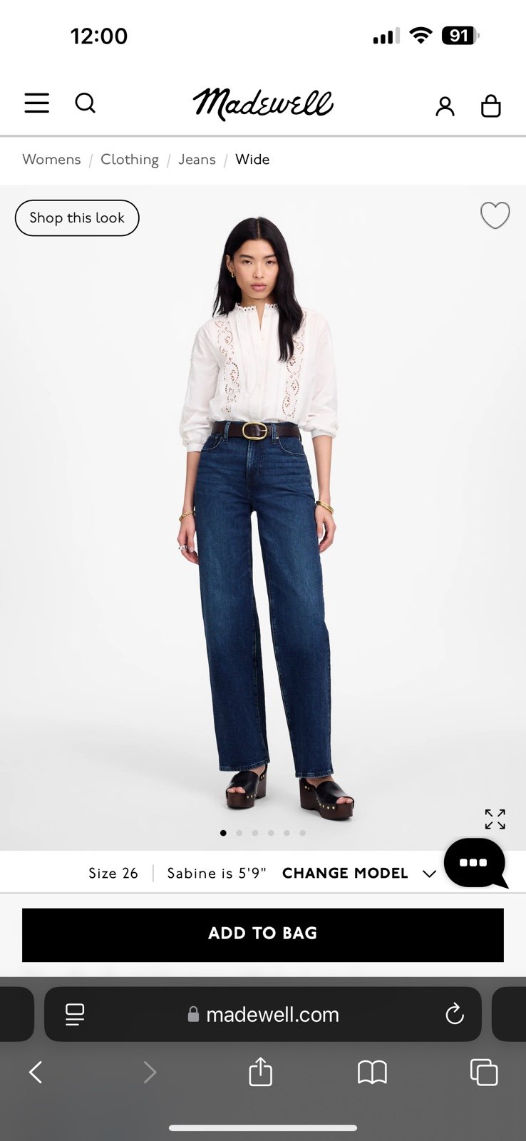 Madewell Petite Perfect vintage Wide Leg Jeans P26