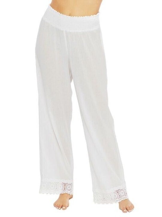 NEW! La Blanca Women's M Island Flare Cotton Cover-Up Pants In Black NWT 84