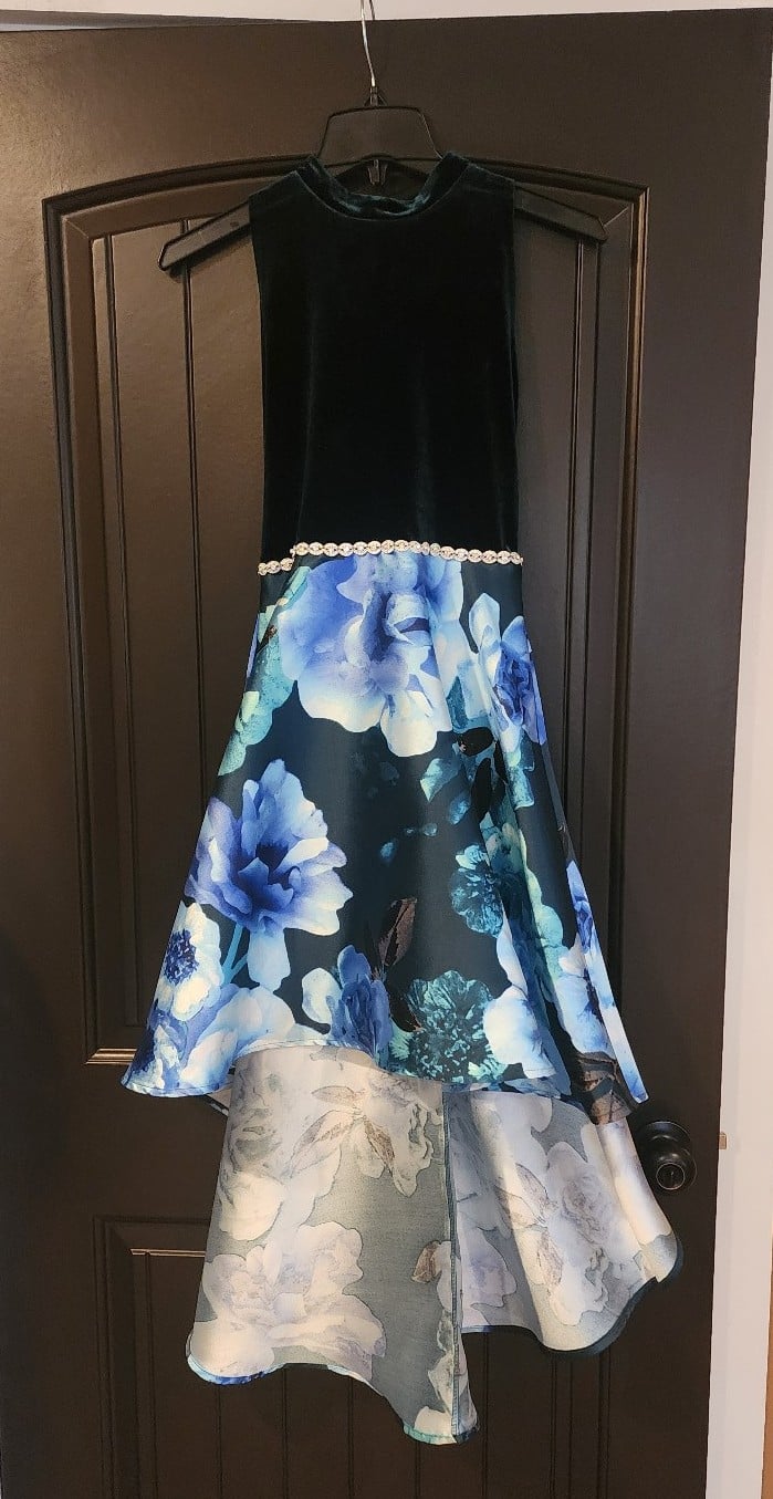 Speechless Kids Green Velvet Floral Dress, Size 16