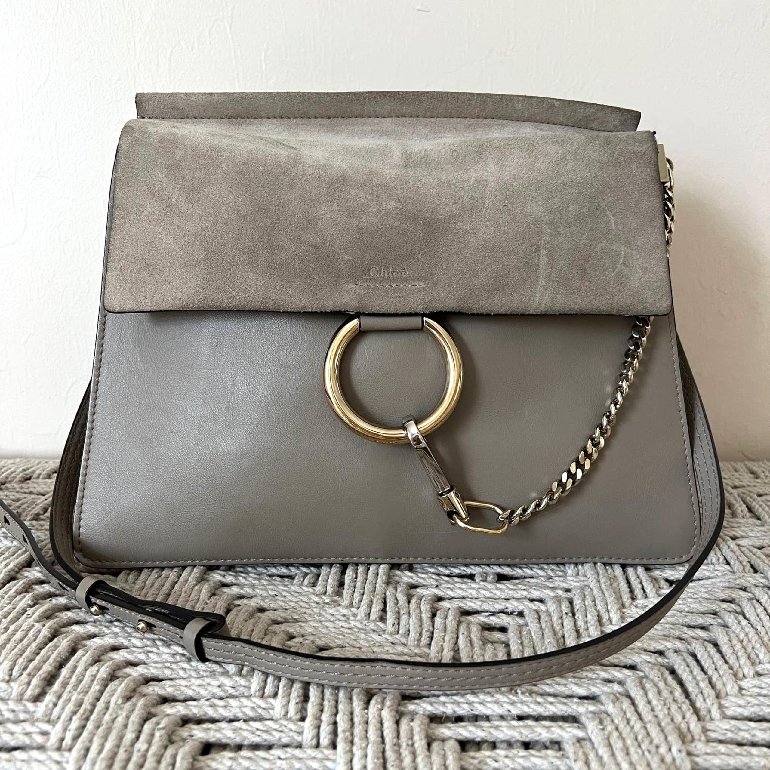 CHLOE Faye Suede and Calfskin Leather Shoulder Bag