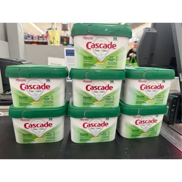 Bundle/lot of 7x 36 tabs cascade free & clear lemon dishwasher packs