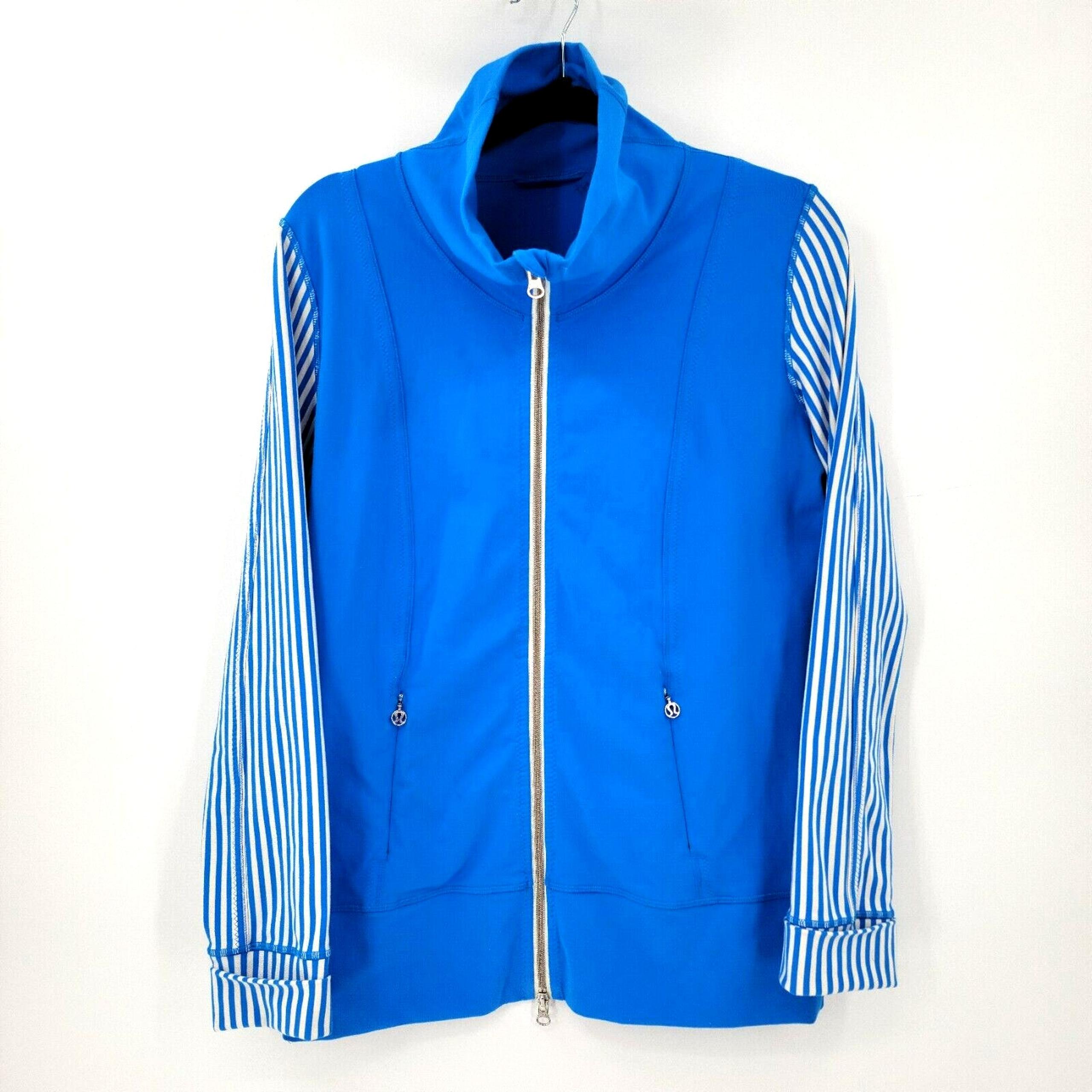 Lululemon Women's 12/XL Daily Yoga Zip Up Striped Sleeve Jacket Athletic Wear