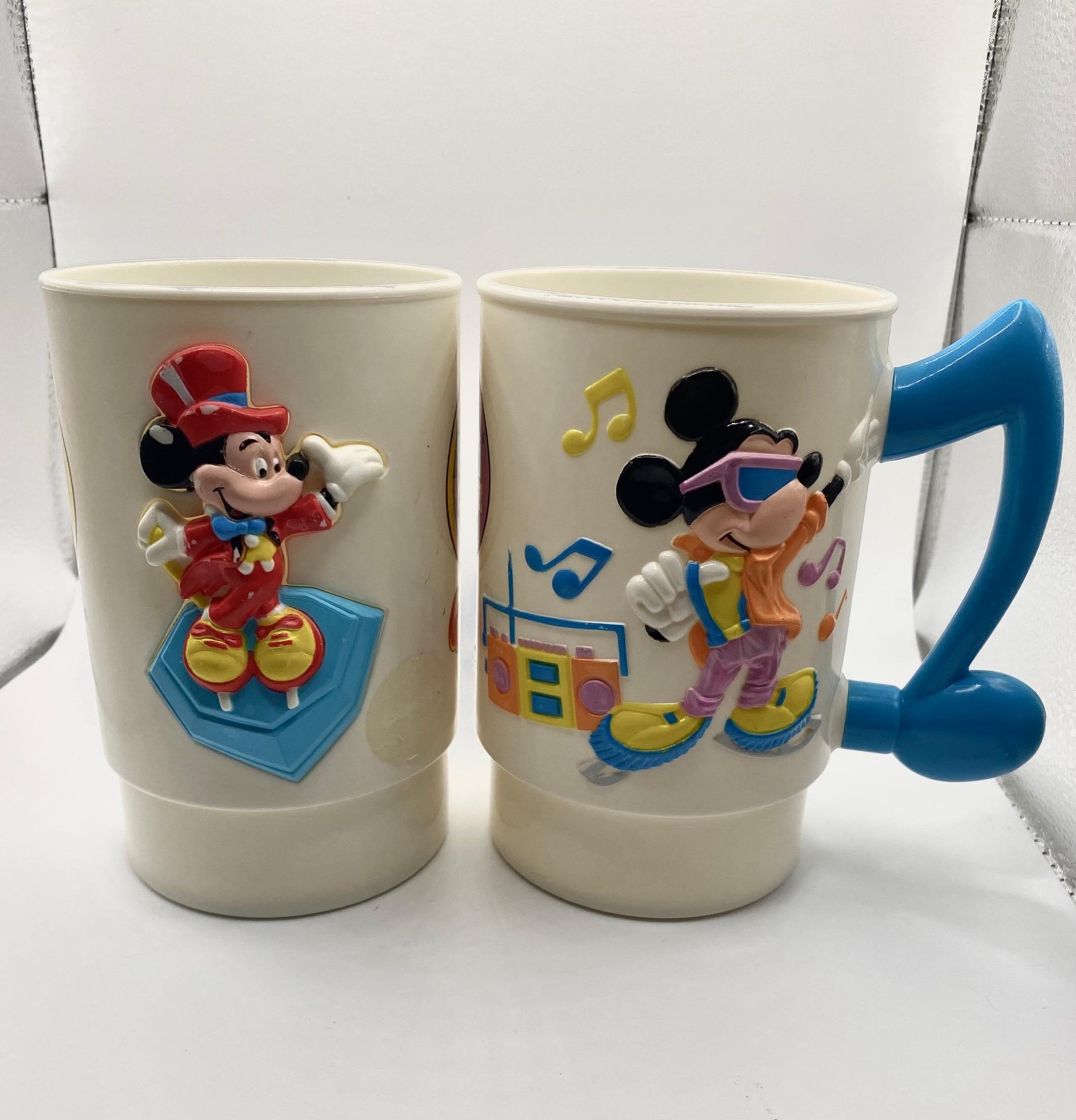 Walt Disney’s World On Ice Plastic Cup Vintage 1990 Neon Colors 3D (Set Of 2)