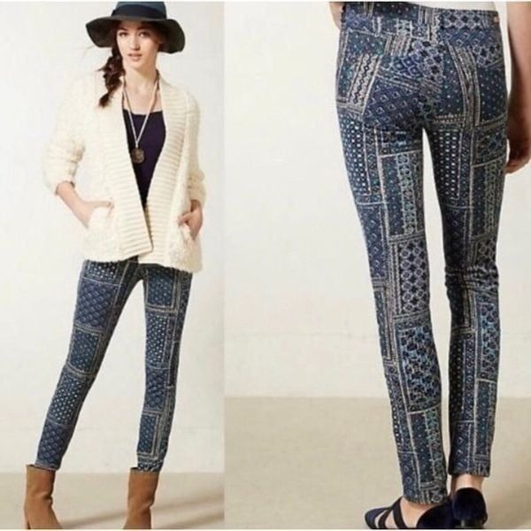 ANTHROPOLOGIE | PILCRO Patchwork Bandana Print Corduroy Pants Women’s Size 27