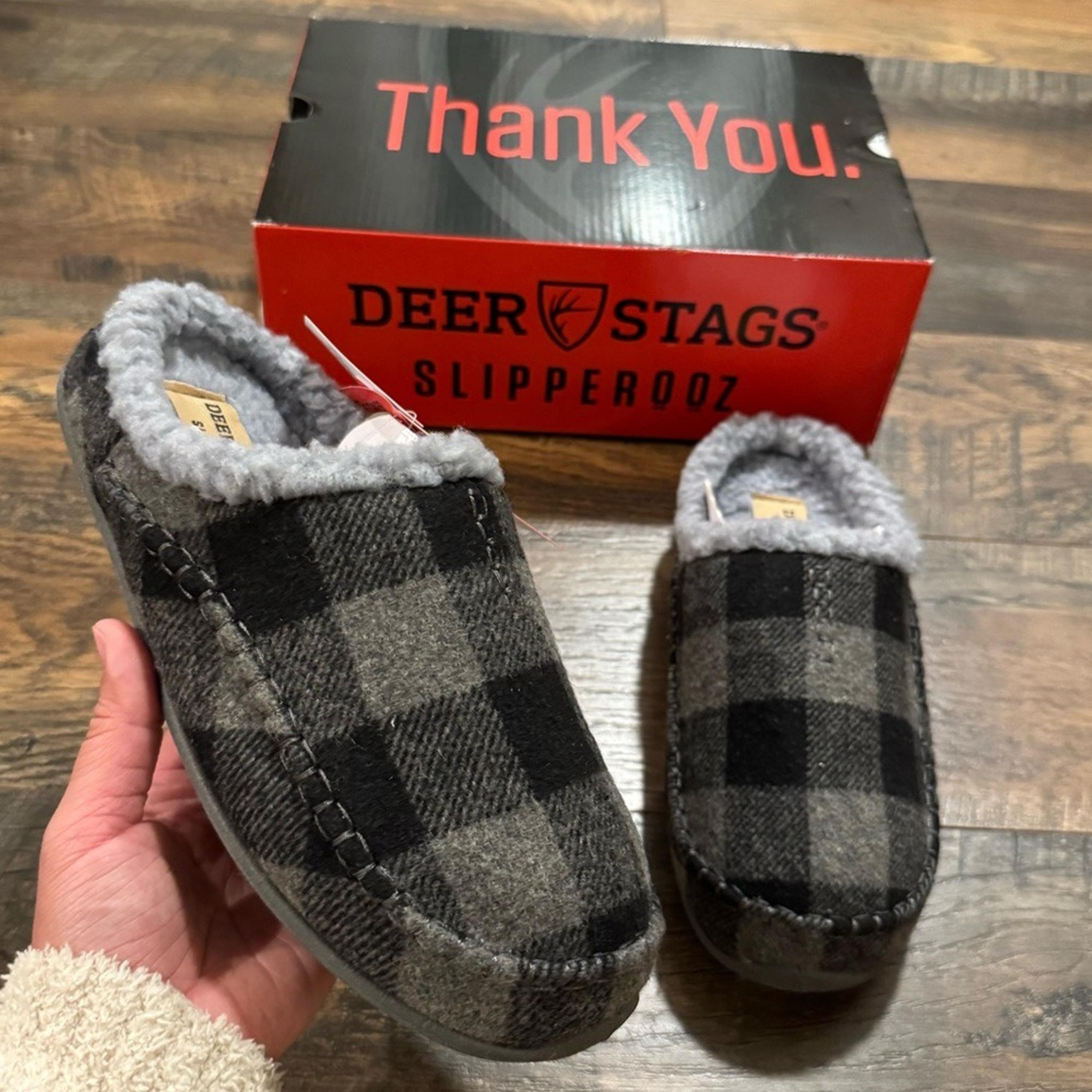 NEW Deer Stags Nordic Slipper Plaid Faux Shearling Lining Womens 9 Wide Mens 7