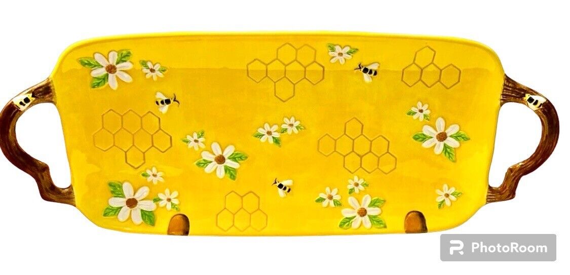 Hobby Lobby Honey Bee Hive 14” Bees Daisies Platter Certified International NE