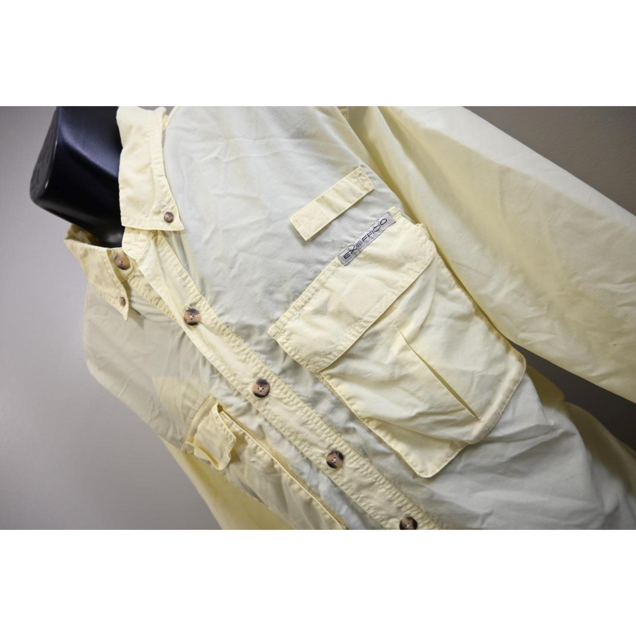 Exofficio Fishing Shirt Yellow Vented Breathable Hiking Camping Mens Size XL