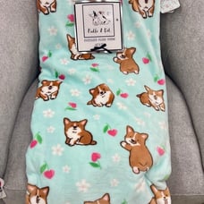 Corgi cherry hearts plush throw !