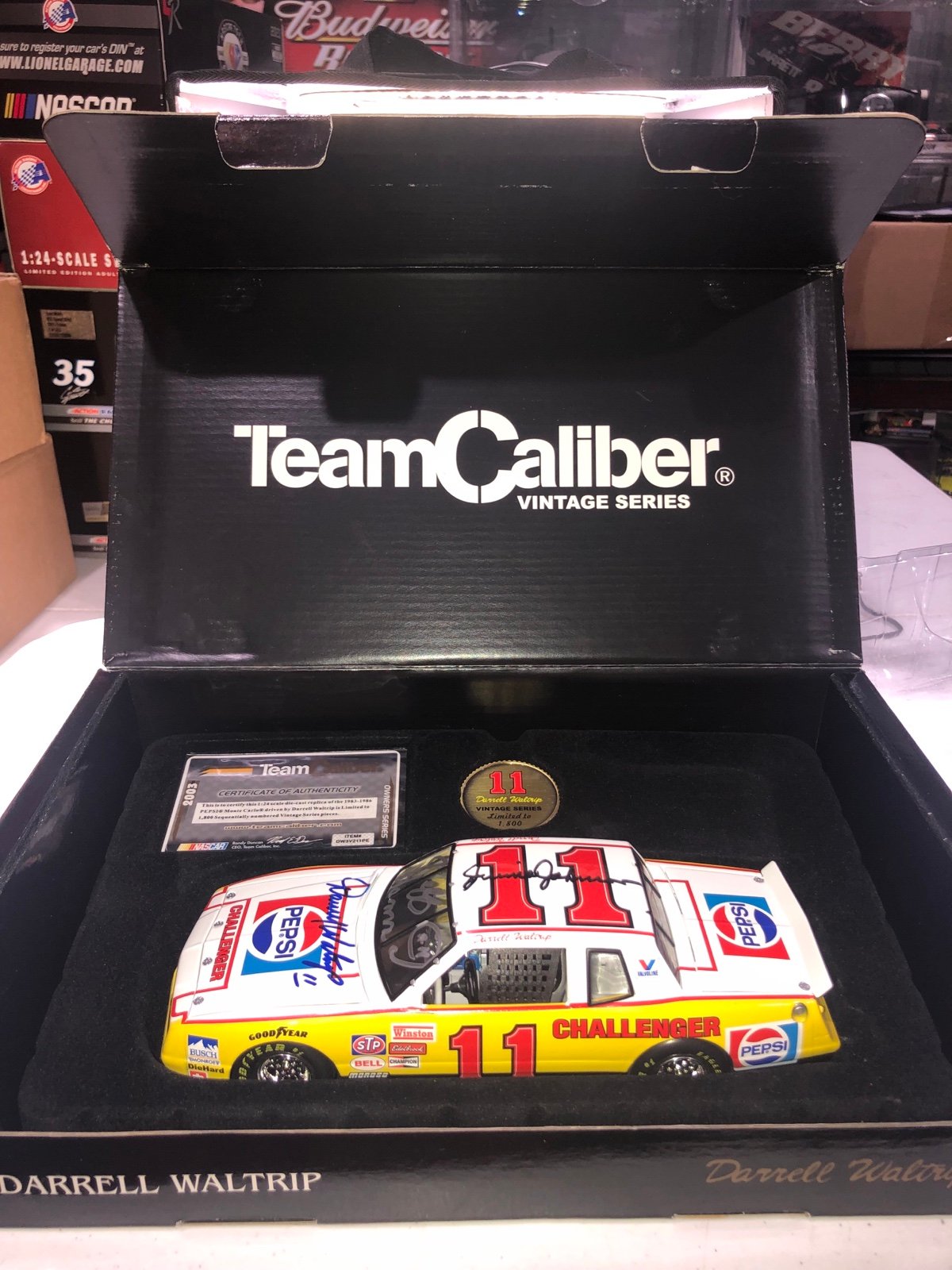 Darrell Waltrip 1983 Pepsi Challenger Team Caliber 1/24 Triple Autographed