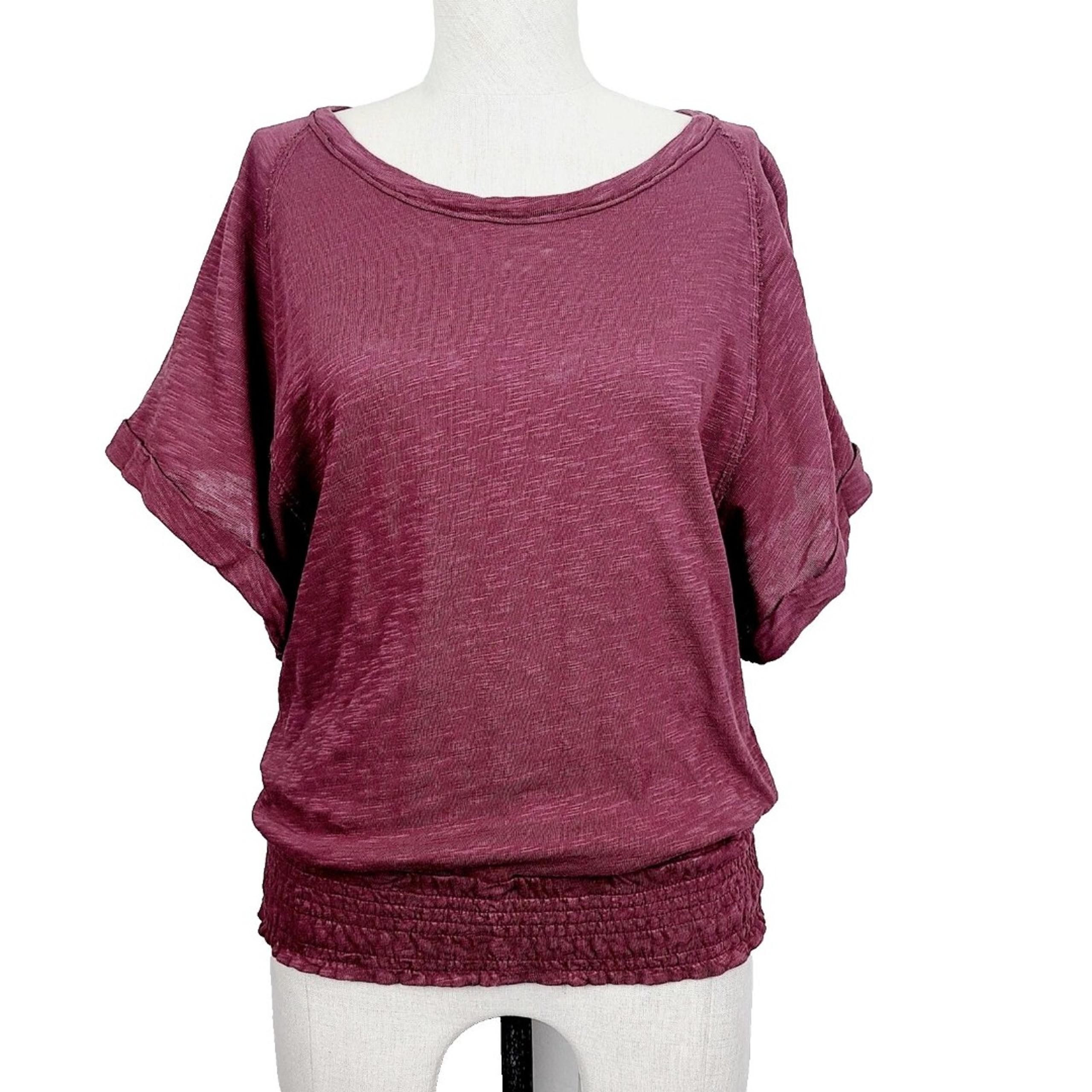 Saturday Sunday Top XS Burgundy Red Flare Sleeve Boho Tee Shirt - Anthropologie