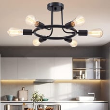 Modern Sputnik Chandelier 6 Lights Black Mid Century Modern Metal Pendant Light