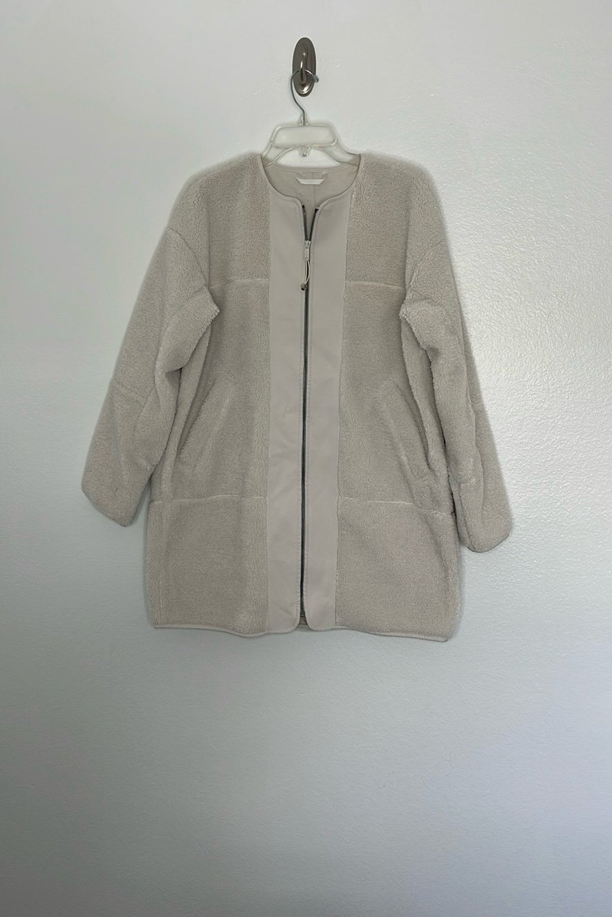 LULULEMON Collarless Textured Full Zip Jacket in White Opal size 8