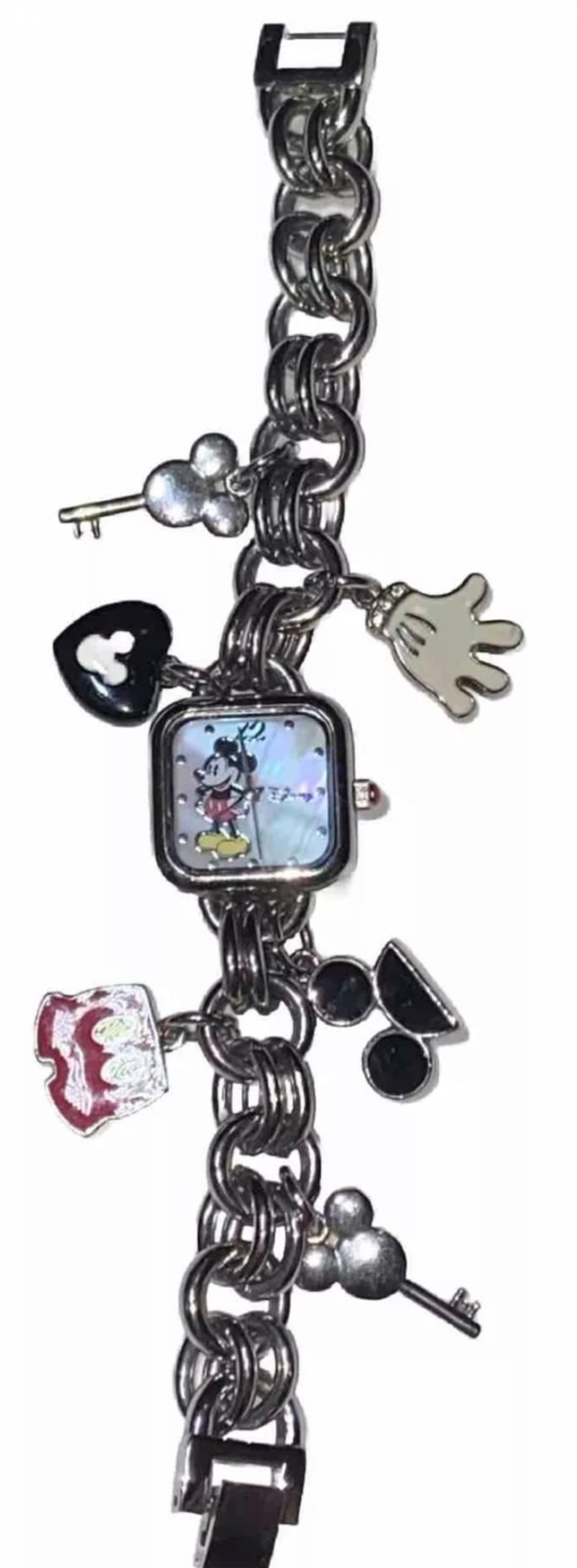 Disney Mickey Mouse Women's Charm Watch Japan Quartz Movement 6 Charms MK2049