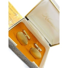 50 Monogram Krementz 14K Gold Overlay Oval Vtg Cufflinks Orange Tip Tux IOB