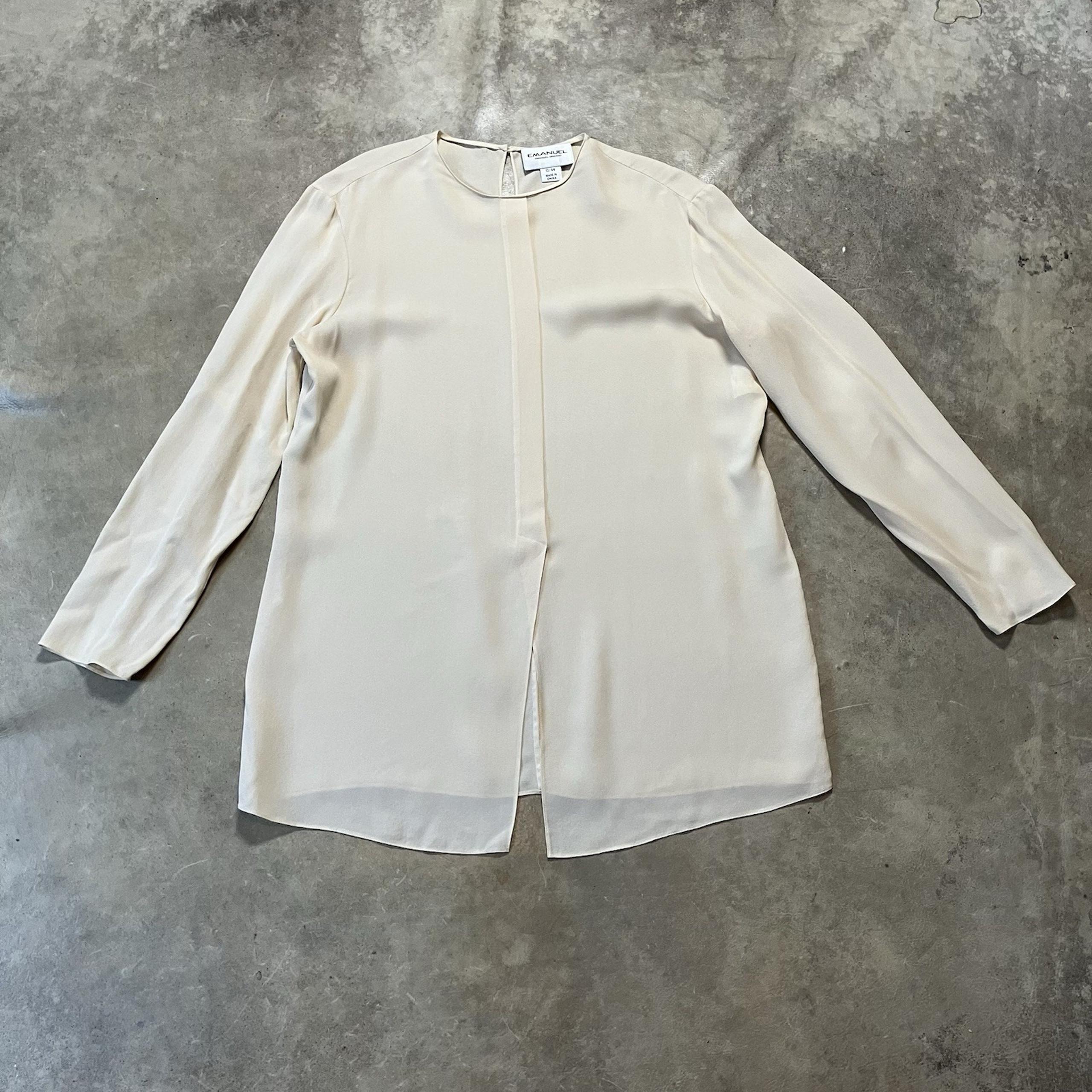 Emanual Ungaro Shirt Womens Size 10/44 Beige Blouse long Sleeve Silk