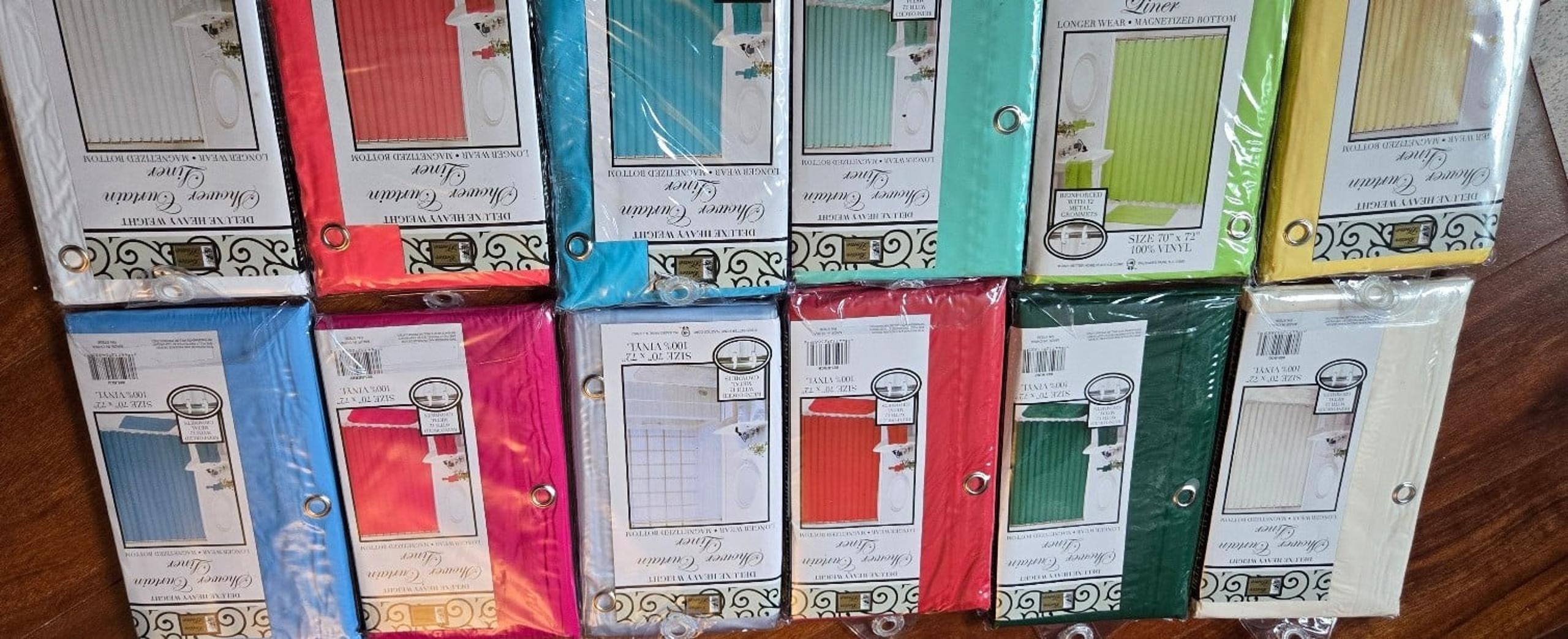 Any  color, shower curtains