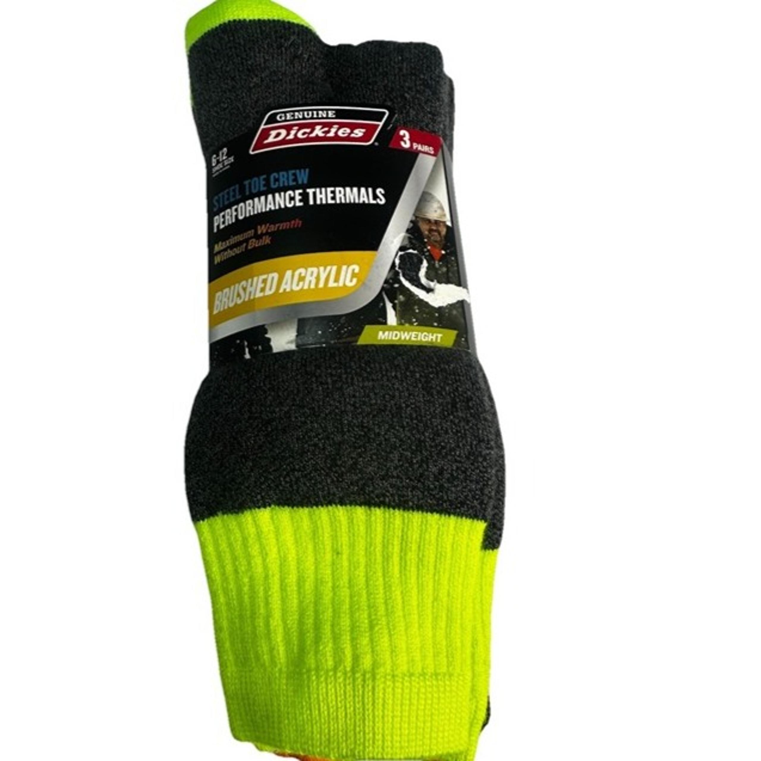 New Dickies Brushed Acrylic Thermal Thick Crew Socks-Bright Asst- Shoe Sz 6-12