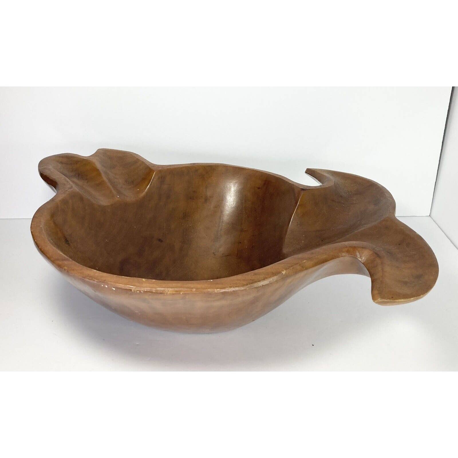 Vintage Mid-Century Large Organically Crafted Teak Wood Centerpiece Bowl, 17”