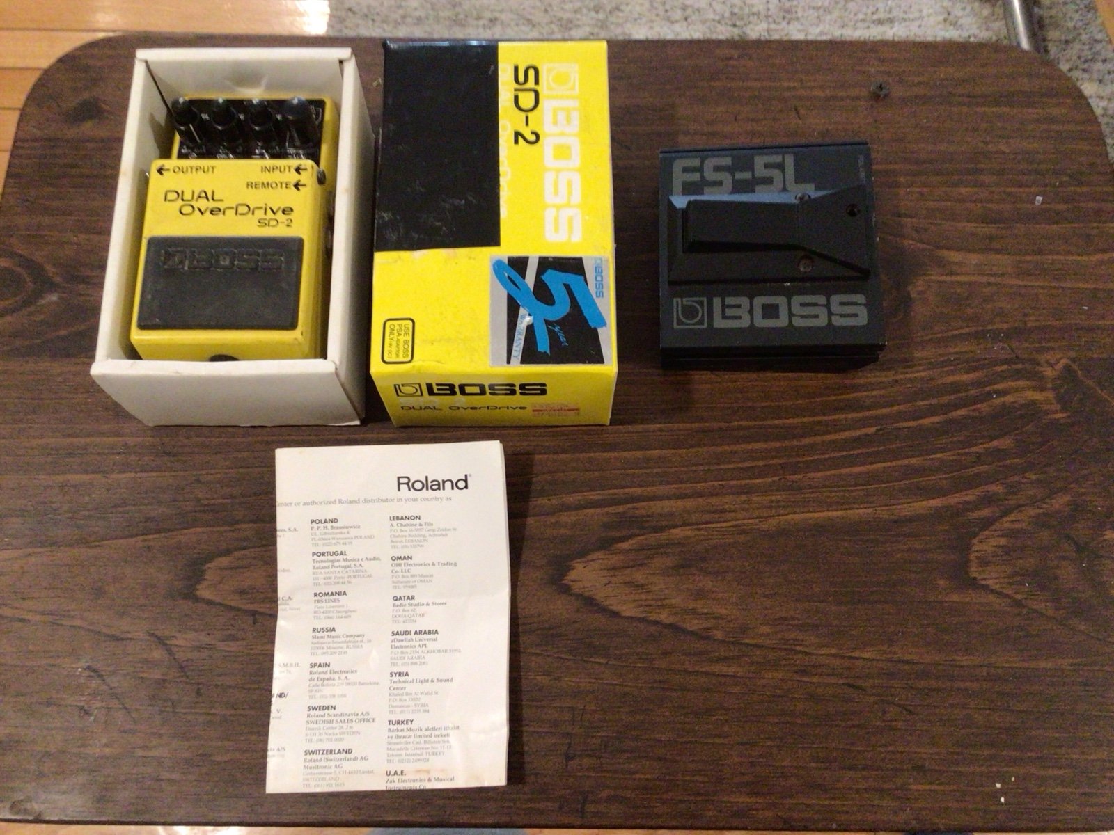 Rare vintage Boss SD-2 Dual Overdrive with FS-5L latching footswitch bundle