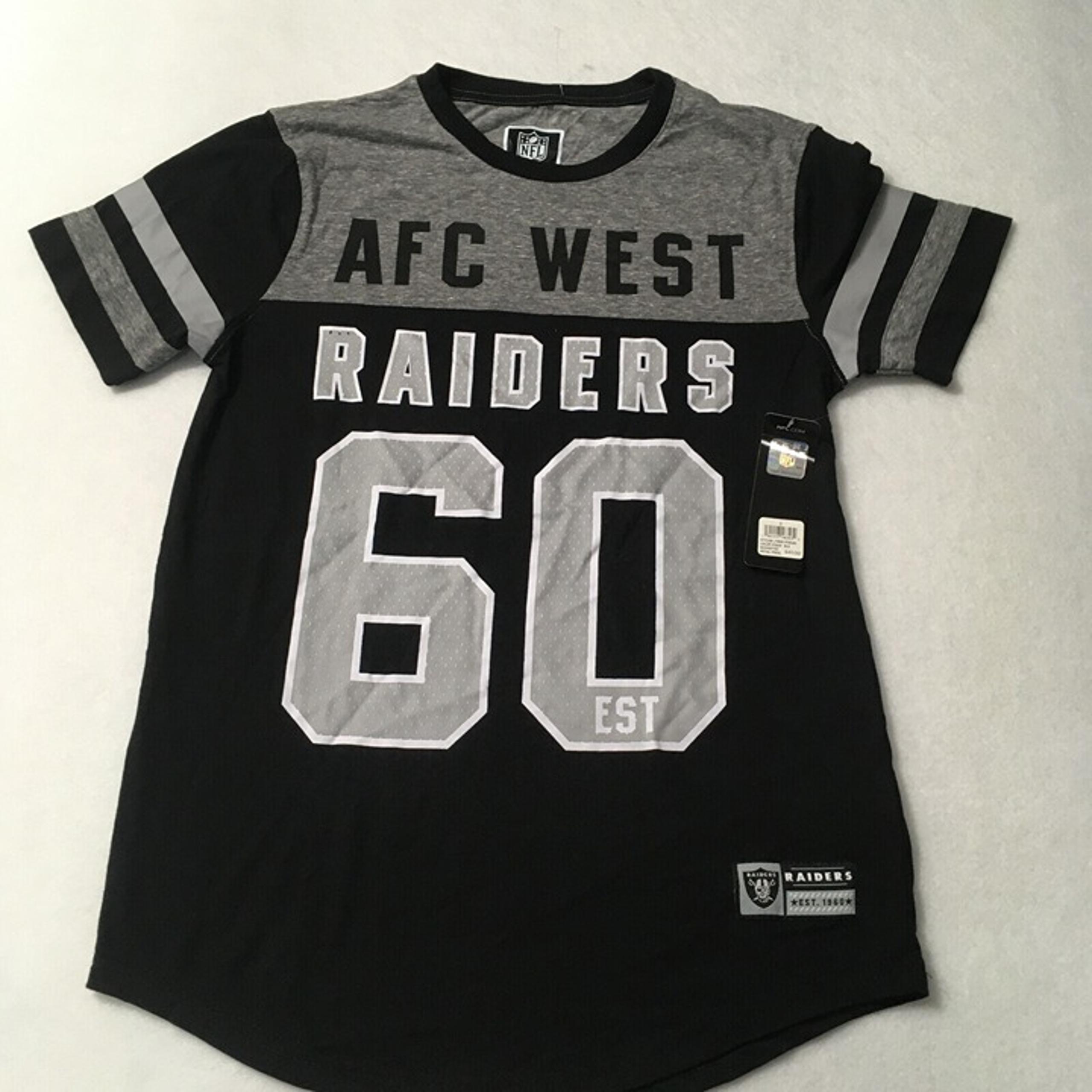 NFL Team Apparel Raiders AFC West Women's T-Shirt Est. 60 Black Silver Small