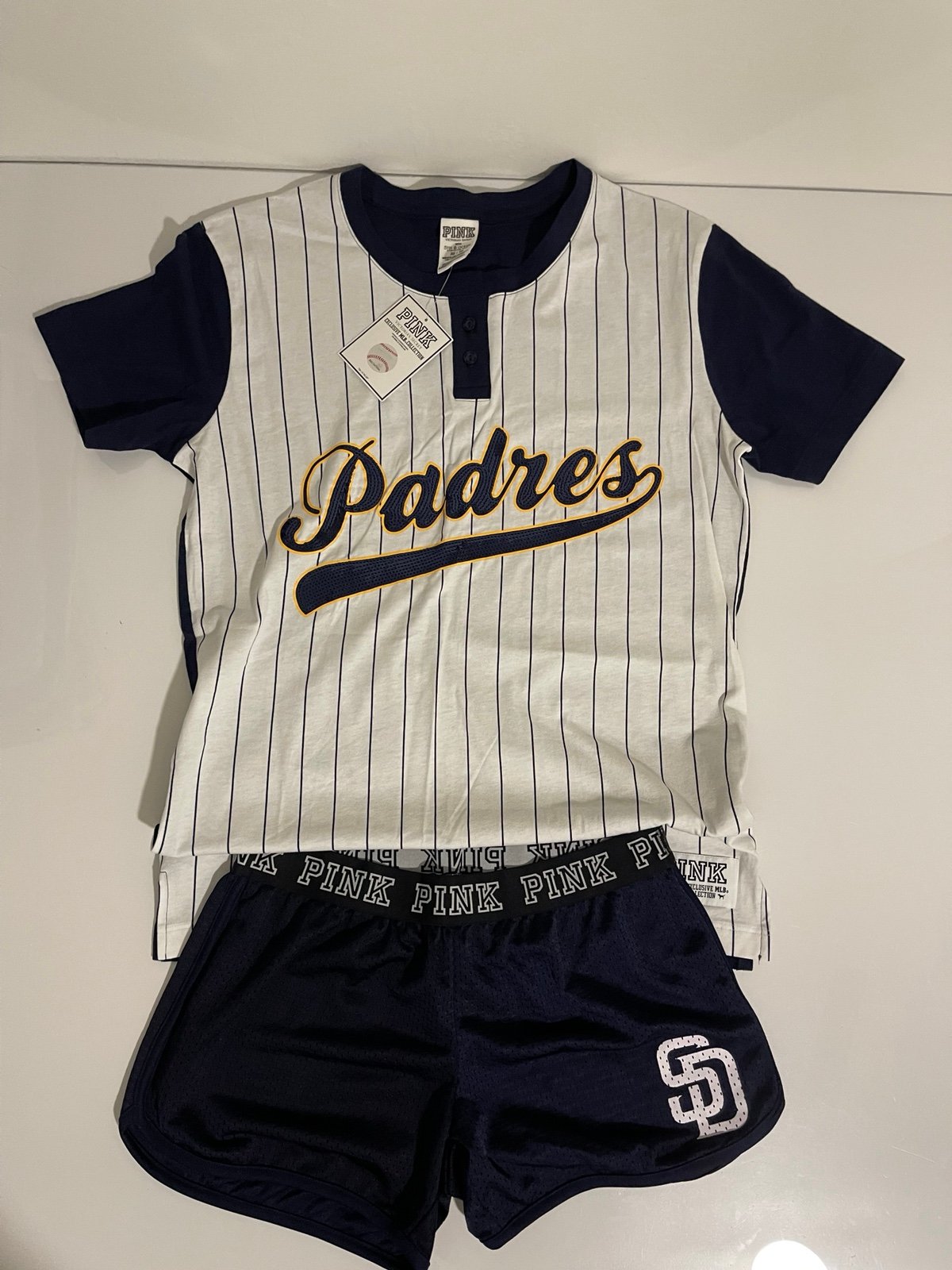 VS PINK Padres Jersey and Shorts Outfit Women’s size X-Small