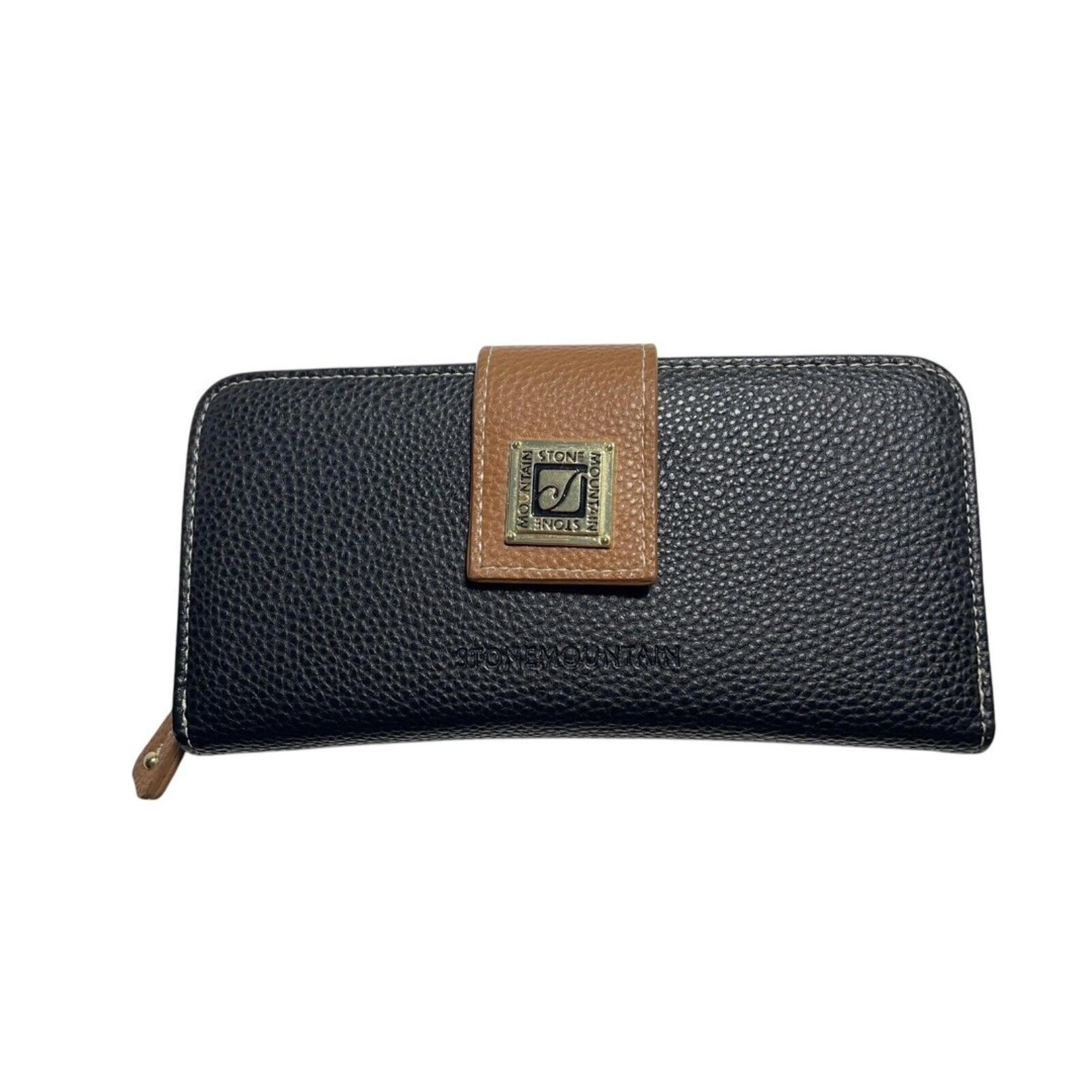 Stone Mountain Wallet Zip Around Continental Organizer Bonded Leather Pebble
