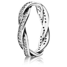 Authentic PANDORA Twist of Fate Stackable Ring with Clear Zirconia Size 9
