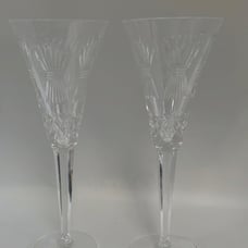 SET OF 2 WATERFORD CRYSTAL MILLENNIUM PROSPERITY WHEAT CHAMPAGNE TOASTING FLUTES