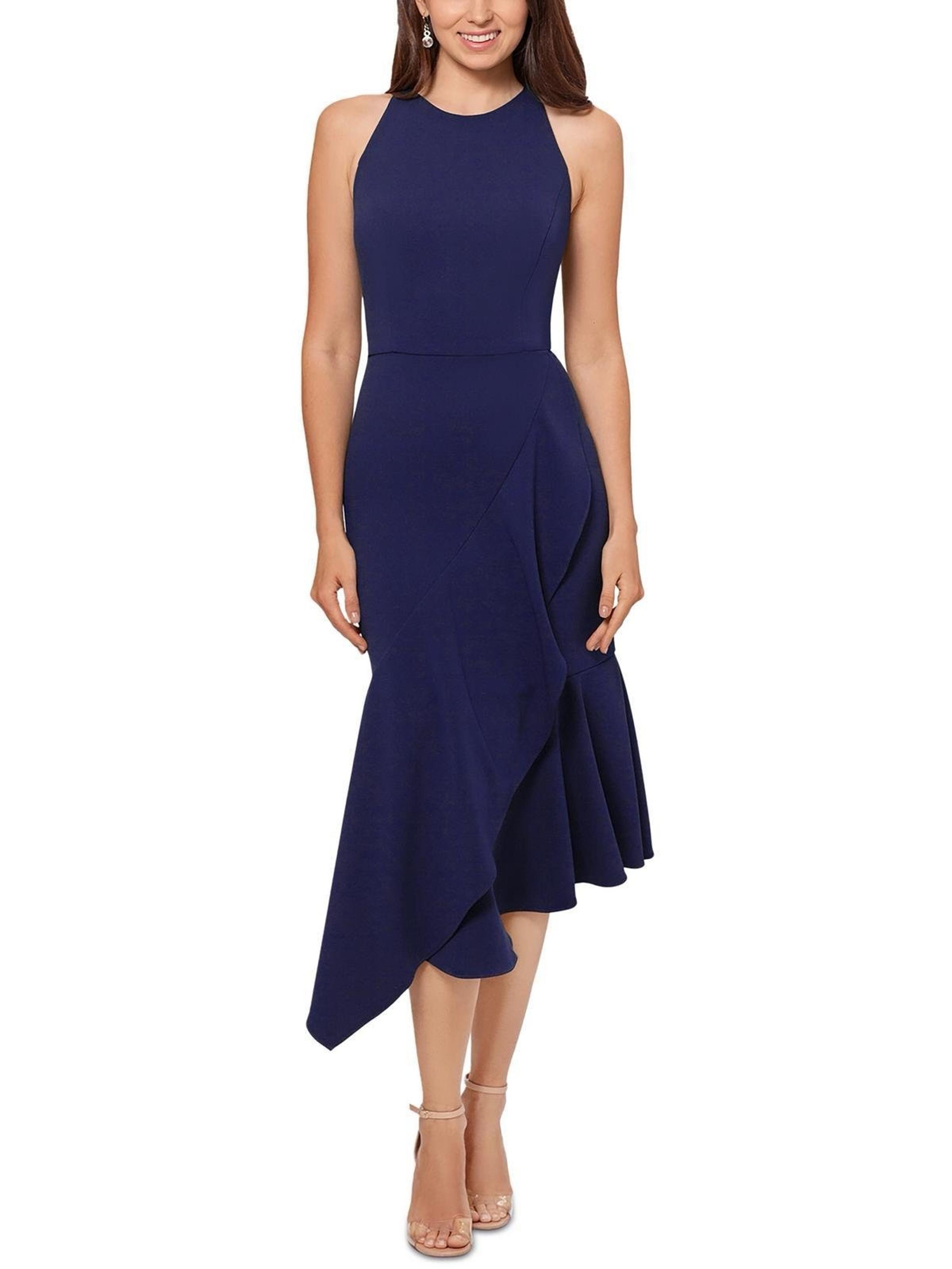 Betsy & Adams Petites Womens Semi-Formal Midi Cocktail And Party Dress