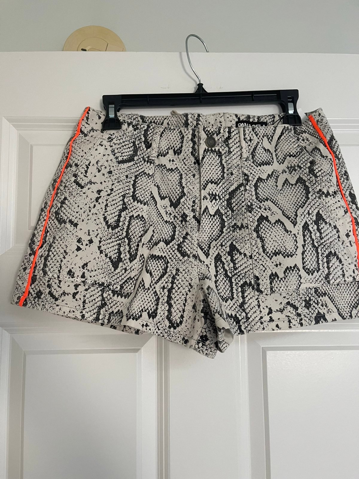 Pam & Gela snake print denim shorts