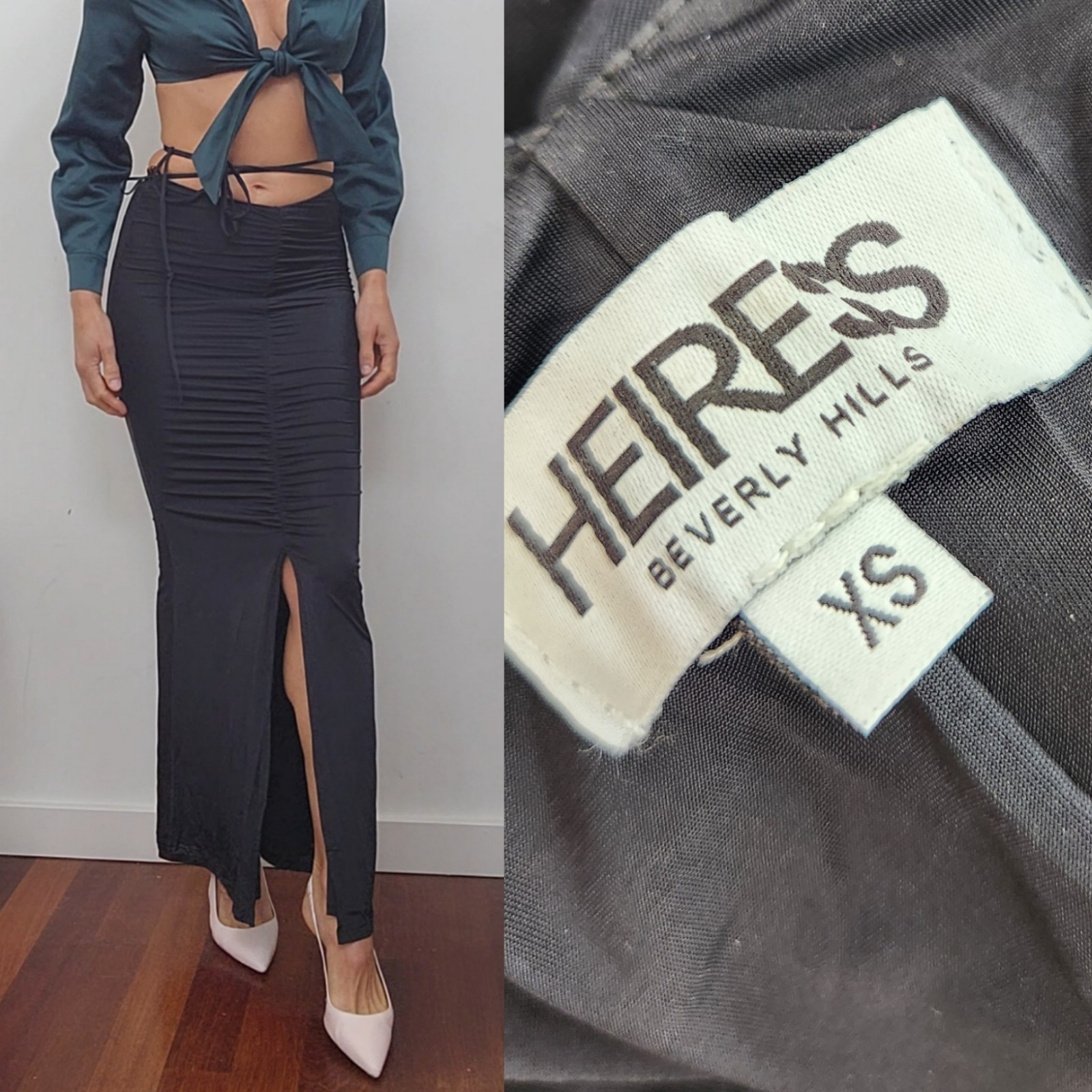 heiress beverly hills slinky black maxi skirt xs