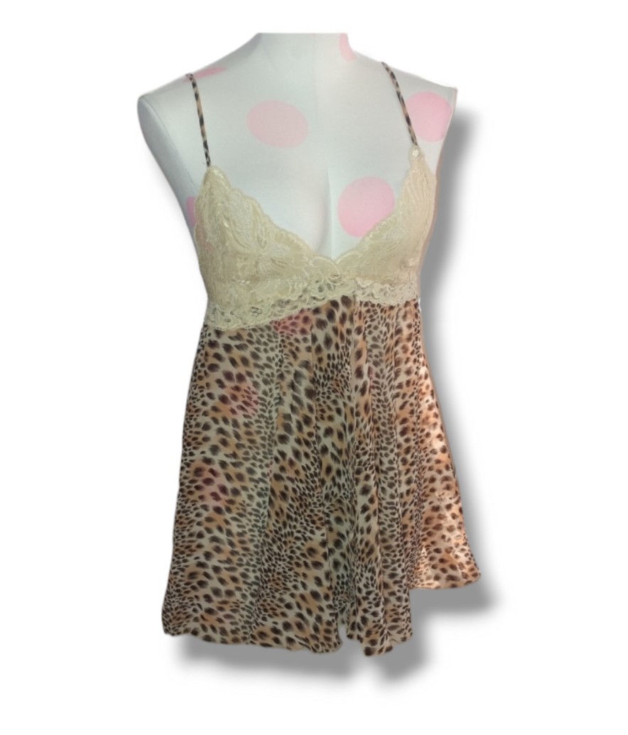 Victoria's Secret • Y2k 90s 00s Cheetah Print Animal Lace Babydoll Chemise Linge