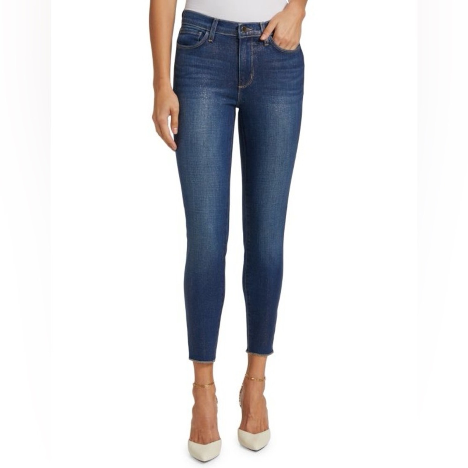 L'AGENCE Women’s El Matador Glitter-Coated Stretch Slim-Fit Jeans Sz 24