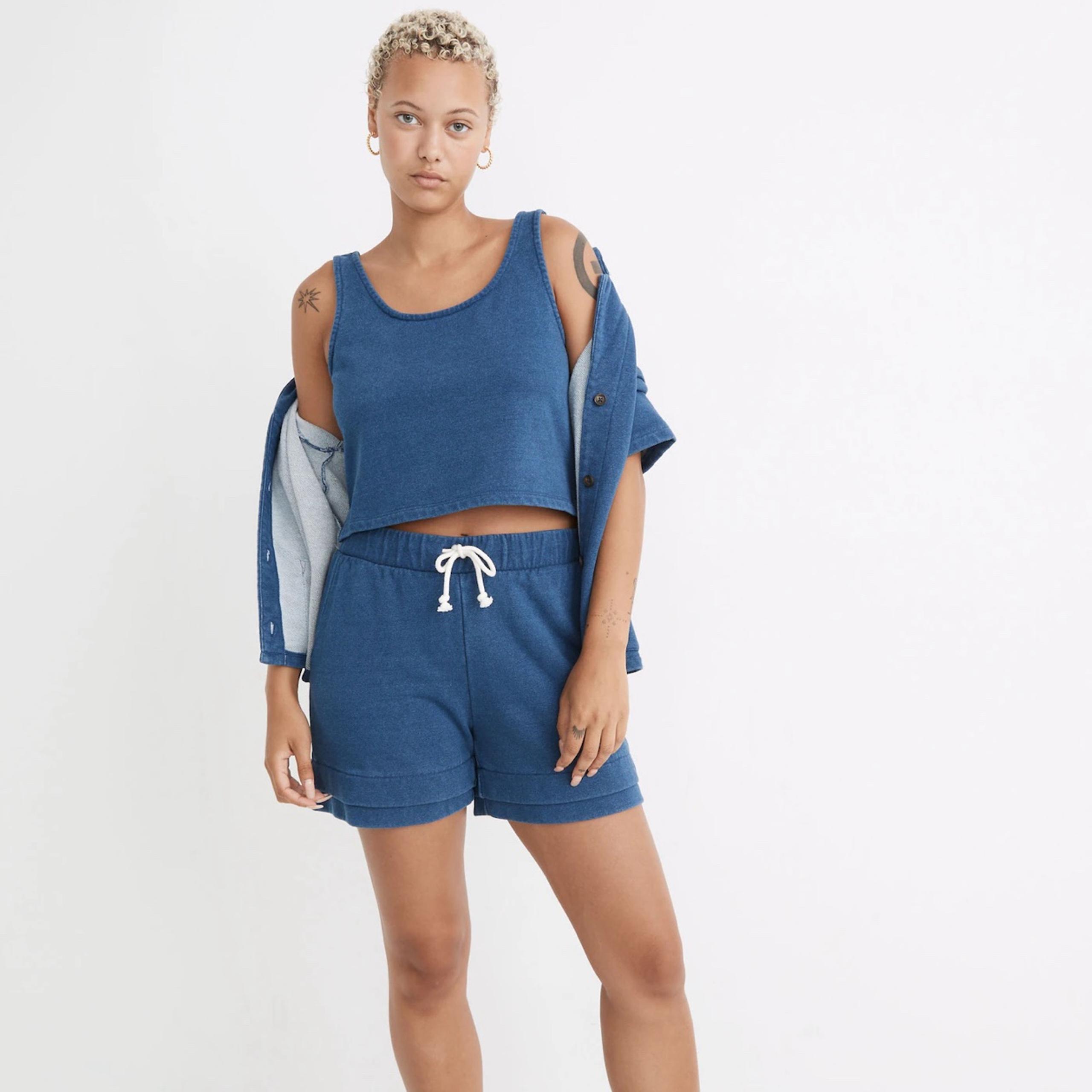 MADEWELL Indigo Terry Pull-On Shorts NF436 Small