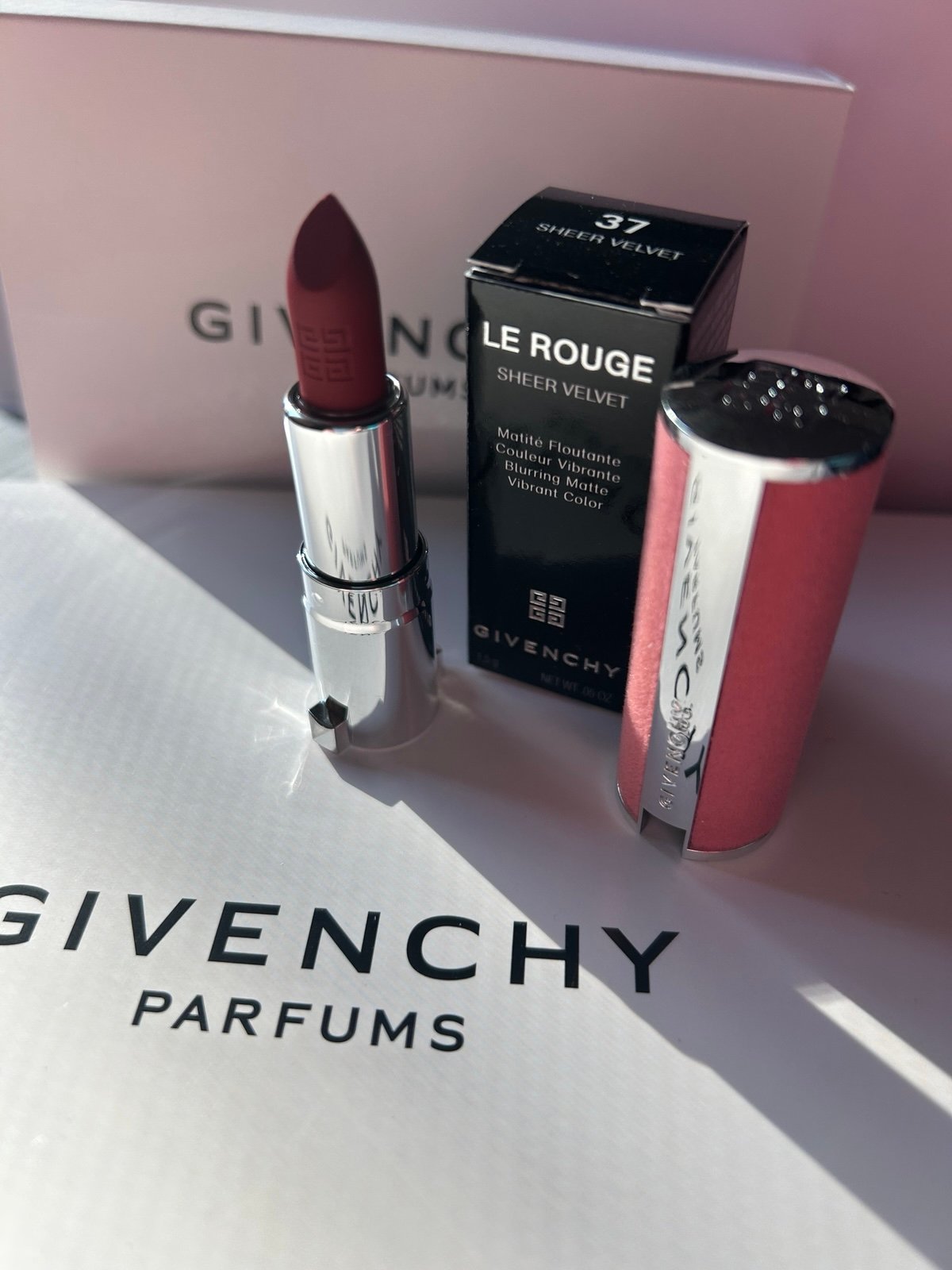 Givenchy LE ROUGE SHEER VELVET MATTE LIPSTICK No37 Rouge Graine NIB Travelsize