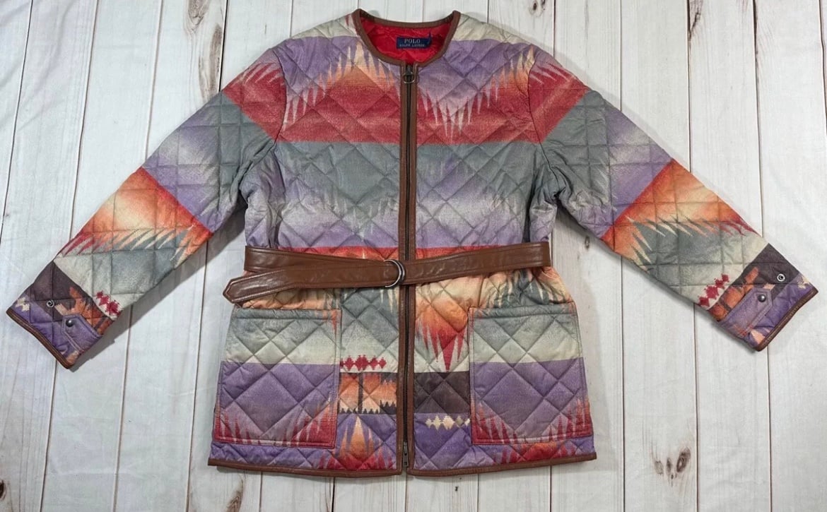 Polo Ralph Lauren Womens Jacket Mult M Southwest Sunset Aztec Quilted NEW 529