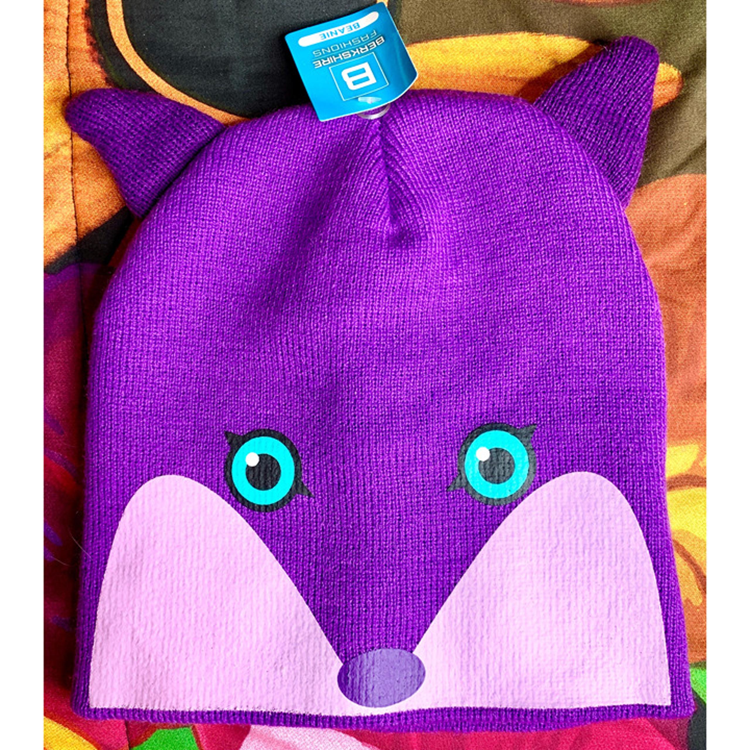 NWT Purple Fox with Ears Beanie Cute Soft Hat