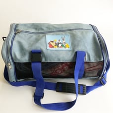 VTG 1996 Warners Bros Looney Tunes Duffle Bag Luggage Vinyl Denim Blue Straps