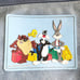 VTG 1996 Warners Bros Looney Tunes Duffle Bag Luggage Vinyl Denim Blue Straps