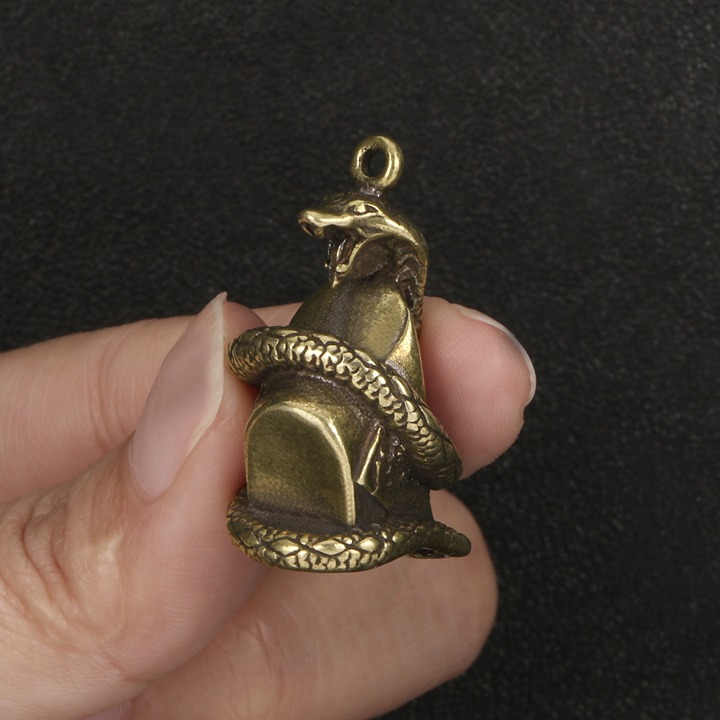 Retro pure brass twelve zodiac snake gold ingot
