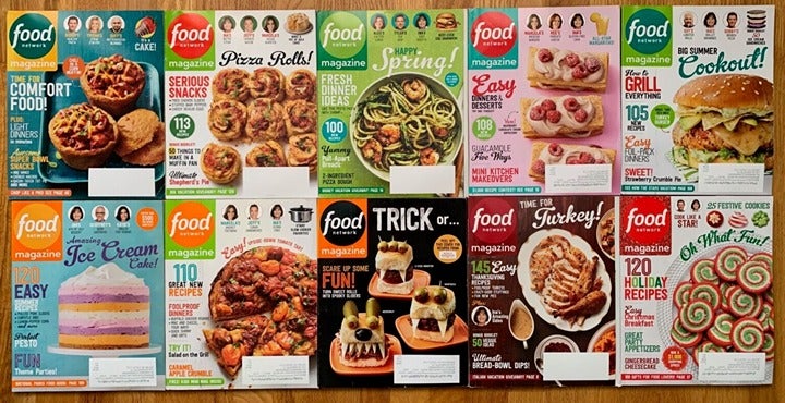 Lot of 10 FOOD NETWORK Magazines - 2016 - Complete Year