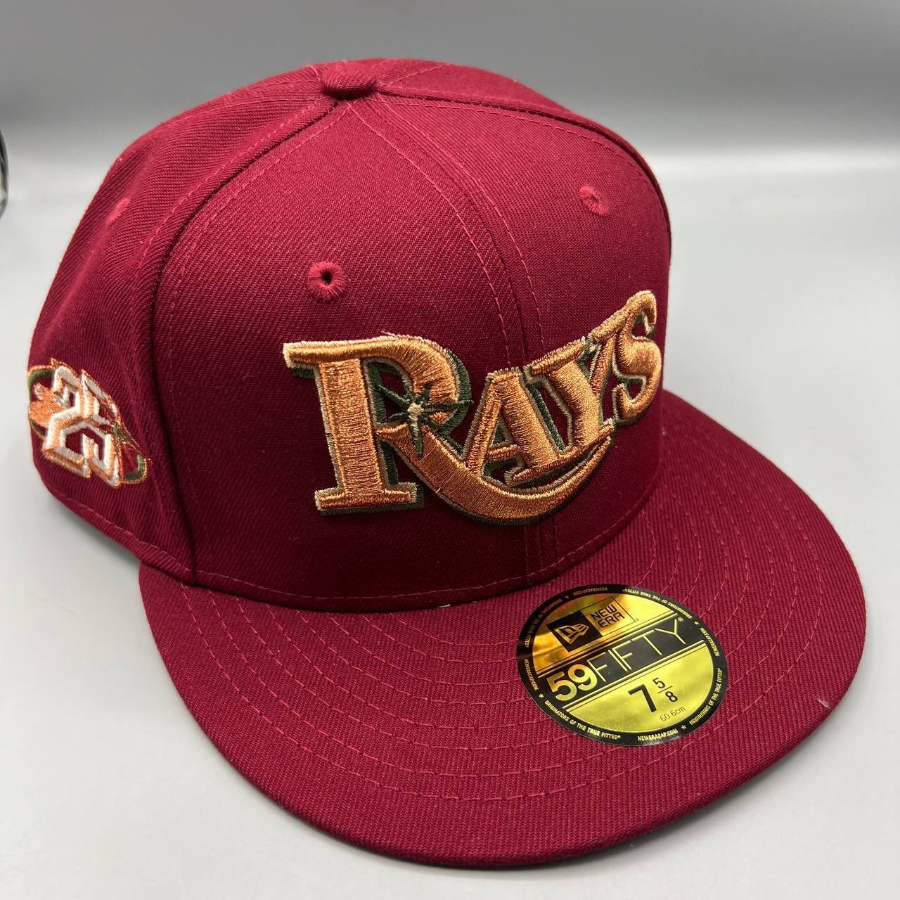 Tampa Bay Rays Hat Men 7 5/8 Red Gray 59Fifty New Era Fitted Cap