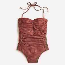 J. Crew Ruched tie-back one-piece in polka dot, Women’s Size 24