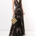 NWT Marchesa Notte Pleated Floral-Print Chiffon Dress